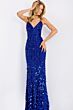 Jovani 45262 Plunging Neckline Lace-Up Back Paillettes Dress
