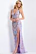 Jovani 45533 V-Neck Embroidered Backless Dress