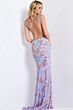 Jovani 45533 V-Neck Embroidered Backless Dress