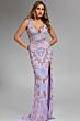 Jovani 45533 V-Neck Embroidered Backless Dress