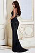 Jovani 45624 Plunging Neckline Stripe Beaded Lace-Up Dress