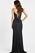 Jovani 45624 Plunging Neckline Stripe Beaded Lace-Up Dress