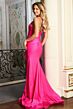 Jovani 46489 High Slit Corset Top Plunging Halter Dress
