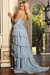 Jovani 46988 Layered Skirt Ruched Bodice Dress