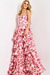 Jovani 47404 Tiered Skirt Strapless Corset Floral Print Dress