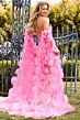 Jovani 47424 3D Floral Cape Strapless Dress