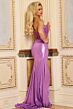 Jovani 47877 Draped Corset High Slit Strapless Metallic Dress