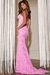 Jovani D5009 Long Train Shimmer Lace Corset Dress