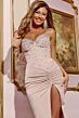 Jovani D5017 Embellished Corset High Slit Strapless Dress