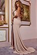 Jovani D5017 Embellished Corset High Slit Strapless Dress