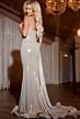 Jovani D5045 Beaded Neckline Side Tail Metallic Dress