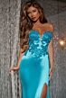Jovani D5048 Lace Appliques Strapless Satin Dress