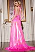 Jovani D5058 Ruched Waist Plunging Halter Metallic Dress
