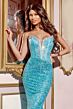 Jovani D5080 Beaded Neckline Glitter Corset Dress