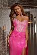 Jovani D5081 Embellished Corset Lace-Up Glitter Dress