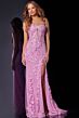 Jovani D5107 Floral Appliques High Slit Strapless Dress