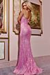 Jovani D5302 Plunging Halter Lace-Up Glitter Dress