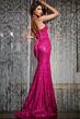 Jovani D5302 Plunging Halter Lace-Up Glitter Dress