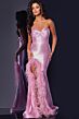 Jovani D5314 Feather Slit Strapless Sweetheart Dress