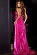 Jovani D5404 Floral Waist Ruched Top Metallic Dress