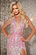 Jovani D5714 Plunging Halter High Slit Embellished Dress