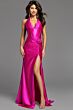 Jovani D5814 Slit Skirt Tie Halter Corset Dress