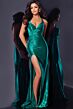 Jovani D5817 Halter Neck High Slit Ruched Dress