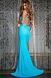Jovani D5821 3D Rosettes High Slit Lace-Up Dress