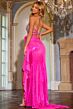 Jovani D6031 Ruffle Slit Embellished Corset Glitter Dress