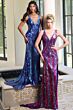 Jovani 43953 Deep V-Neckline Embellished Column Dress