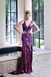 Jovani 43953 Deep V-Neckline Embellished Column Dress