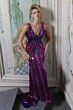 Jovani 43953 Deep V-Neckline Embellished Column Dress