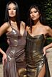 Jovani 44108 Side Drape Sweetheart Neckline Metallic Dress