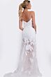 Jovani 44437 Plunging Sides Floral Embroidered Strapless Dress