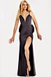 Jovani 44675 Bow Train Plunging Neck Backless Dress