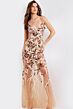 Jovani 45601 Spaghetti Straps Floral Illusion Dress