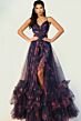 Jovani 45712 Tie Back Ruffle Floral Dress