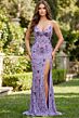 Jovani 46097 Spaghetti Straps 3D Floral Sequin Dress