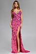 Jovani 46097 Spaghetti Straps 3D Floral Sequin Dress