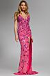 Jovani 46097 Spaghetti Straps 3D Floral Sequin Dress
