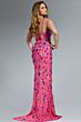Jovani 46097 Spaghetti Straps 3D Floral Sequin Dress
