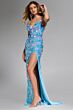 Jovani 46097 Spaghetti Straps 3D Floral Sequin Dress
