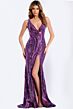 Jovani 46247 Open V-Back High Slit Sequin Dress