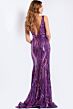 Jovani 46247 Open V-Back High Slit Sequin Dress