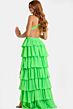 Jovani 46338 Ruffle Skirt Plunging Halter Neck Dress
