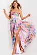 Jovani 46381 Ruffle Skirt Floral Print Strapless Dress
