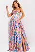 Jovani 46381 Ruffle Skirt Floral Print Strapless Dress