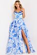 Jovani 47029 Ruffle Skirt Floral Print Strapless Dress