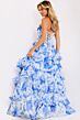 Jovani 47029 Ruffle Skirt Floral Print Strapless Dress