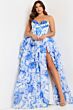 Jovani 47029 Ruffle Skirt Floral Print Strapless Dress